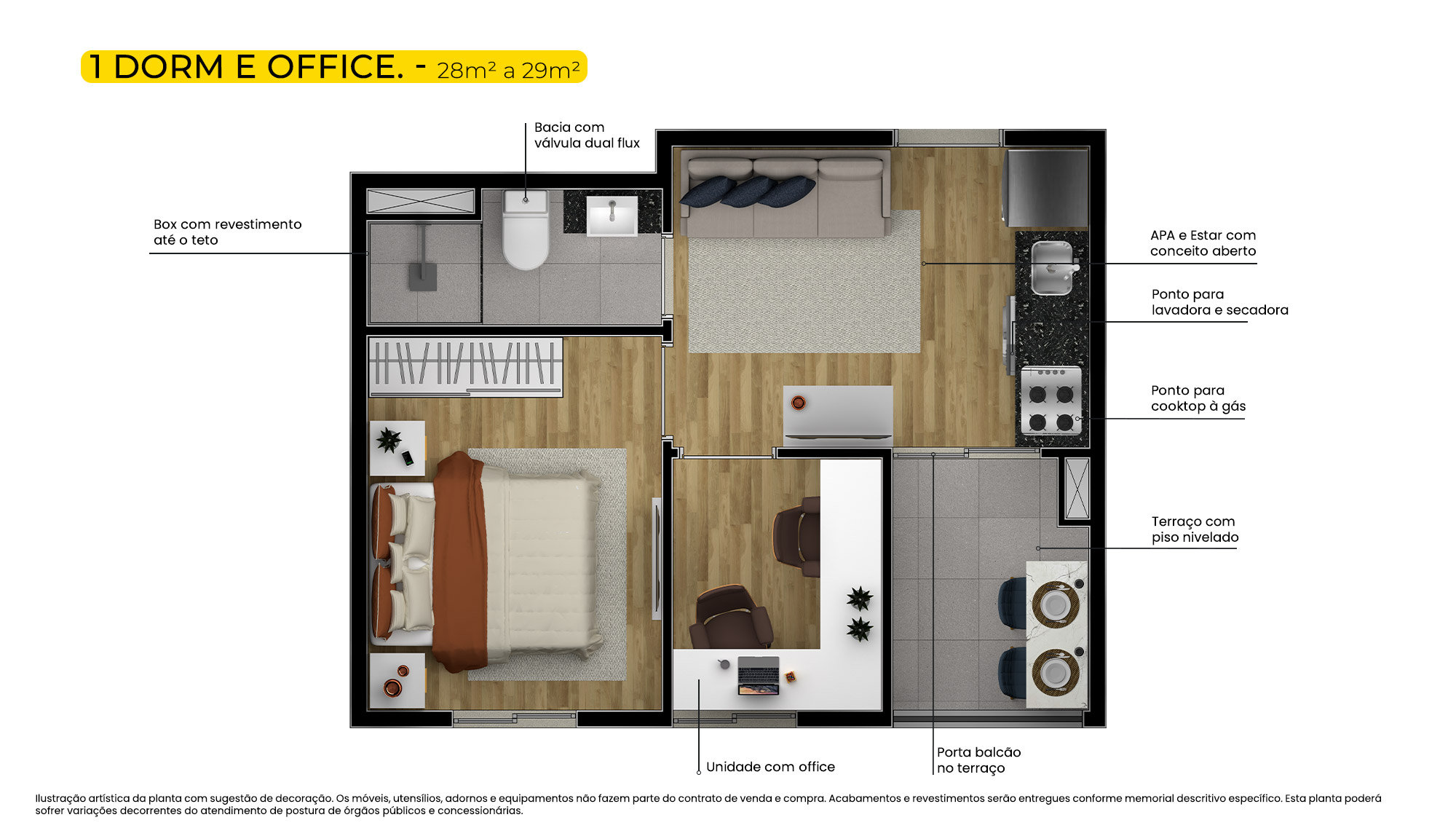 1 Dorm. + Office